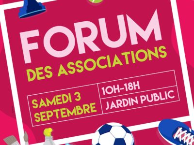 Forum des association samedi 2 septembre 10h-18h Jardin public